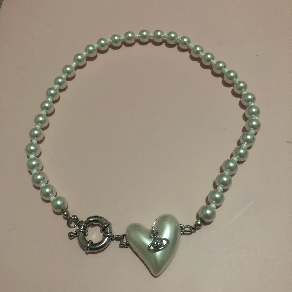 Heart Pearl Saturn Orb Necklace